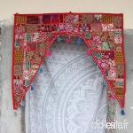 GANESHAM Décoration Murale Indienne Ethnique à Suspendre pour Porte en Patchwork Style bohème brodée à la Main 44 X 41 inch Rouge - B07NDGZNGG
